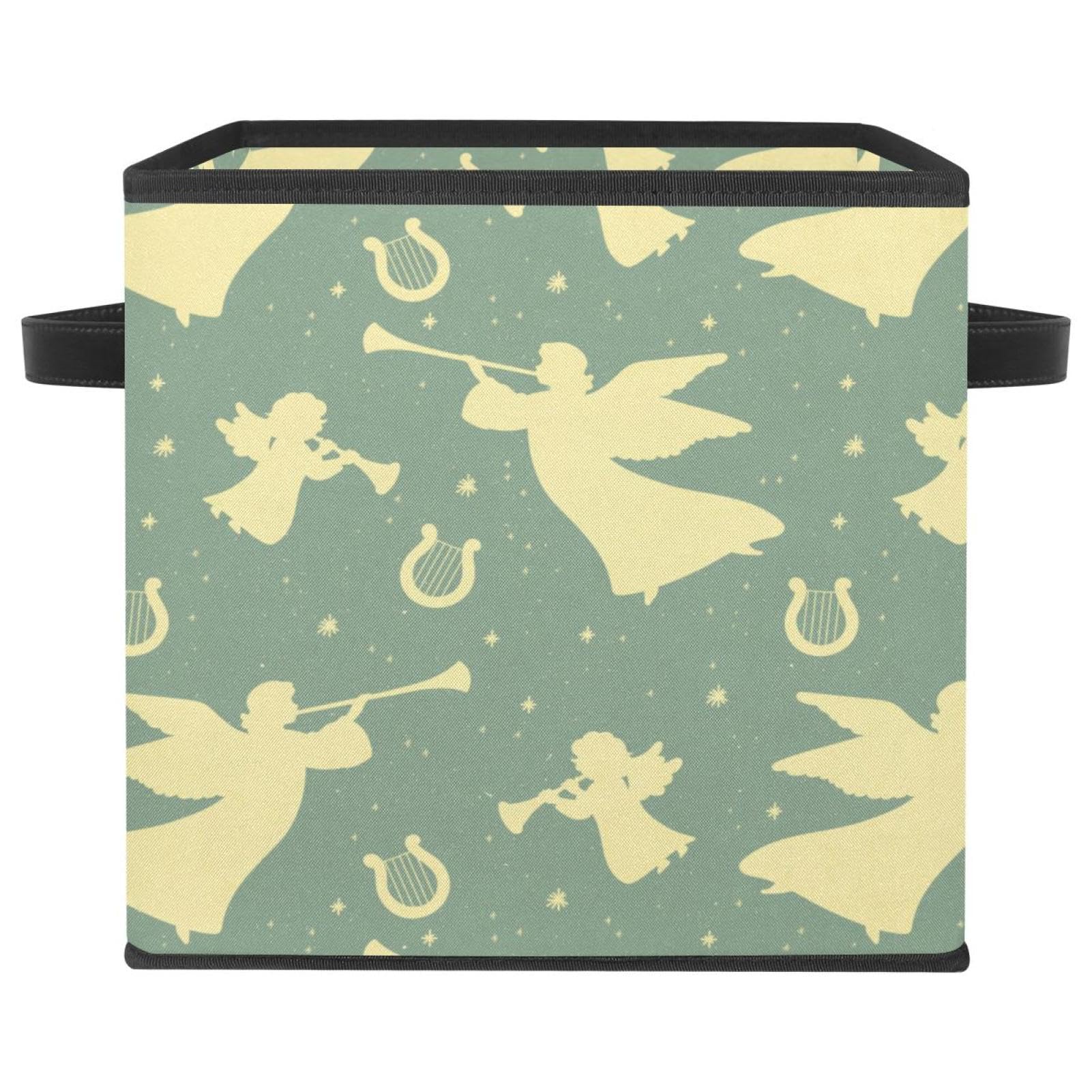 Boîte de rangement pliable en tissu pour placard avec motif harpes et trompettes