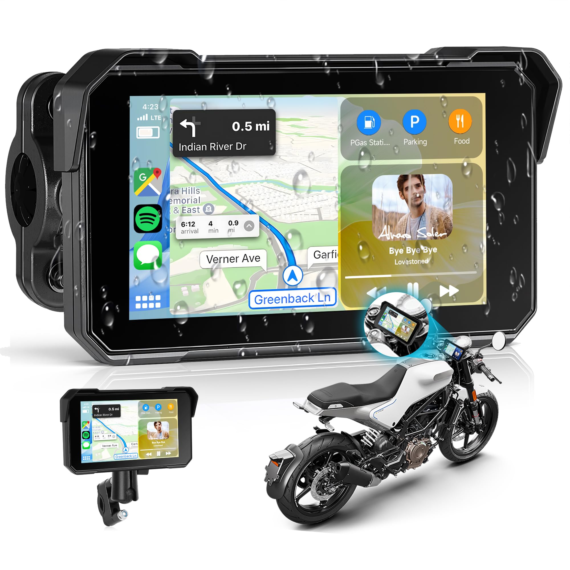 Rimoody 5 Inch Portable Wireless CarPlay & Android Auto Motorcycle Screen, IP68 Waterproof Touchscreen GPS Navigation for Motorbike, Bluetooth Dual Mode, Anti-Theft, Support TPMS & TF Card-picture-35