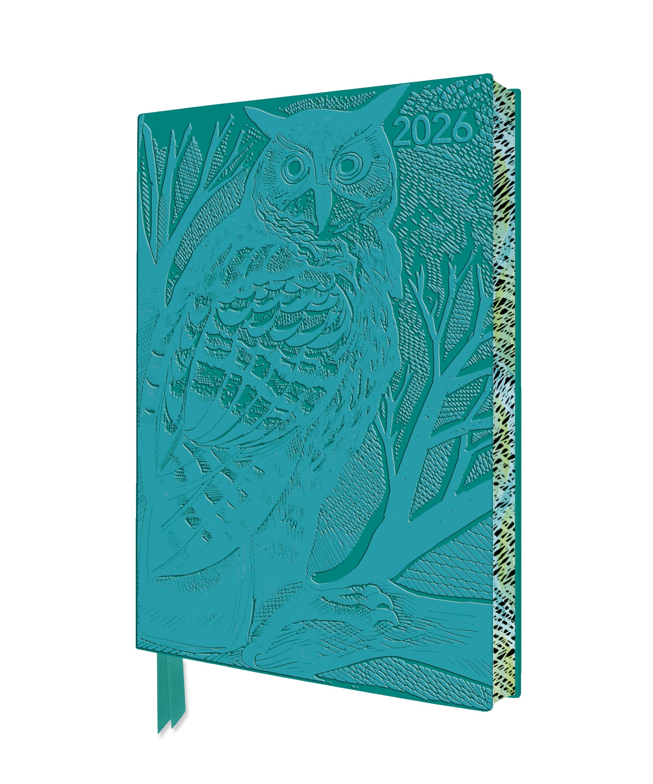 Angela Harding: Long Eared Owl 2026 Artisan Art Vegan Leather Diary Planner - Page to View with Notes