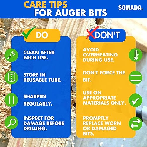 Vista 107 de SOMADA Broca de taladro de 3/4 pulgadas x 17 pulgadas para madera, vástago hexagonal de 3/8 pulgadas, una pieza, broca larga para madera blanda