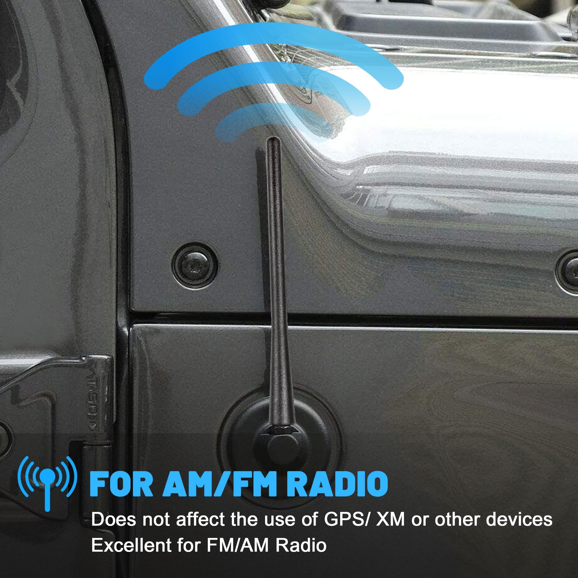 Anina 7 Inch Car Antenna Mast for 2004-2012 Mazda 3, 5, 6, CX-7 - AM/FM Radio Rubber Antenna - Car Wash Proof (Black)