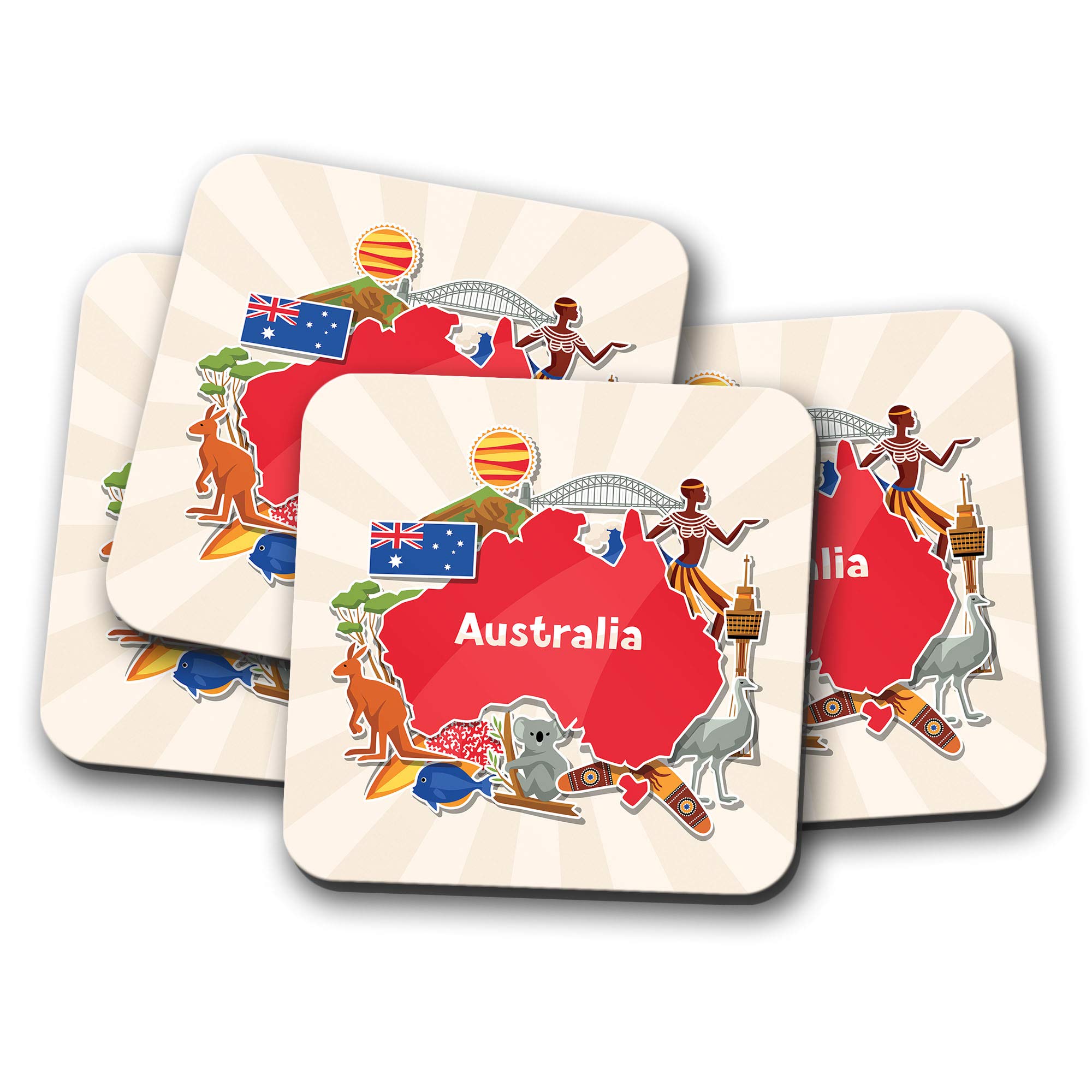 4 Set - Amazing Australia Coaster - Sydney Travel Holiday Australian Gift #14730 — image 1