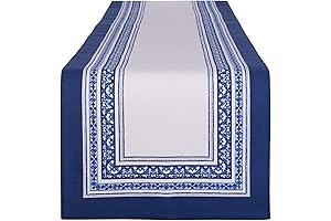 DII Table Top Decor Collection: Blue Floral Table Runner for Spring and Summer