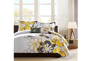 Mi Zone Allison Grey and Yellow Comforter Set for All-Season Comfort