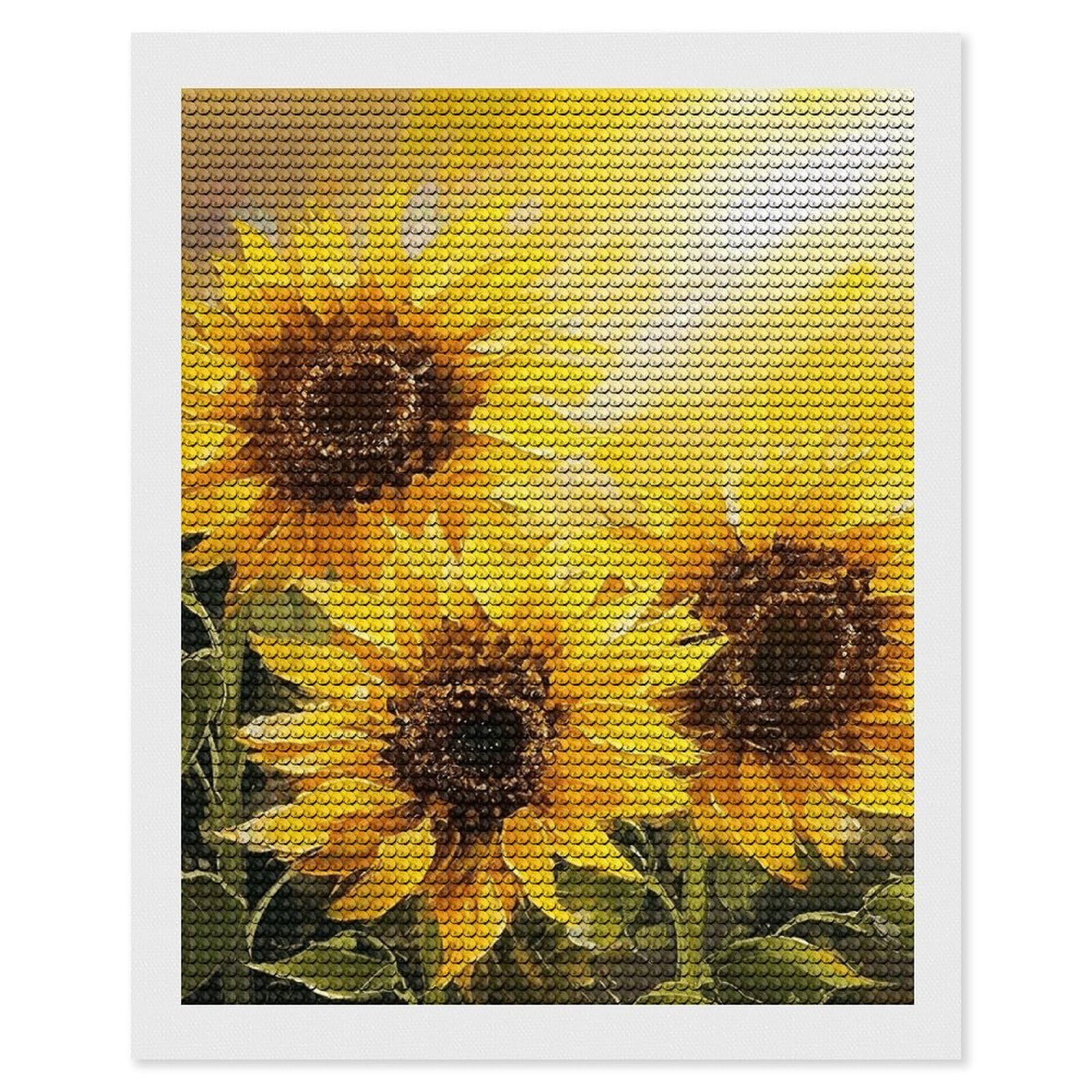 NONHAI Diamond Painting Kits for Adults - DIY Diamond Art Kits for Beginners - Full 5D Paint Drill Diamond Dots Paintings- Yellow Sunflowers Diamonds Pictures Gem Art and Craft Wall Decor 16"x20"