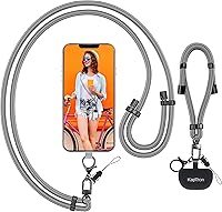 Vista 8 de Kaptron 2 cordones para teléfono celular: correa universal ajustable para teléfono y correa de muñeca, con 2 clips de langosta y 2 parches