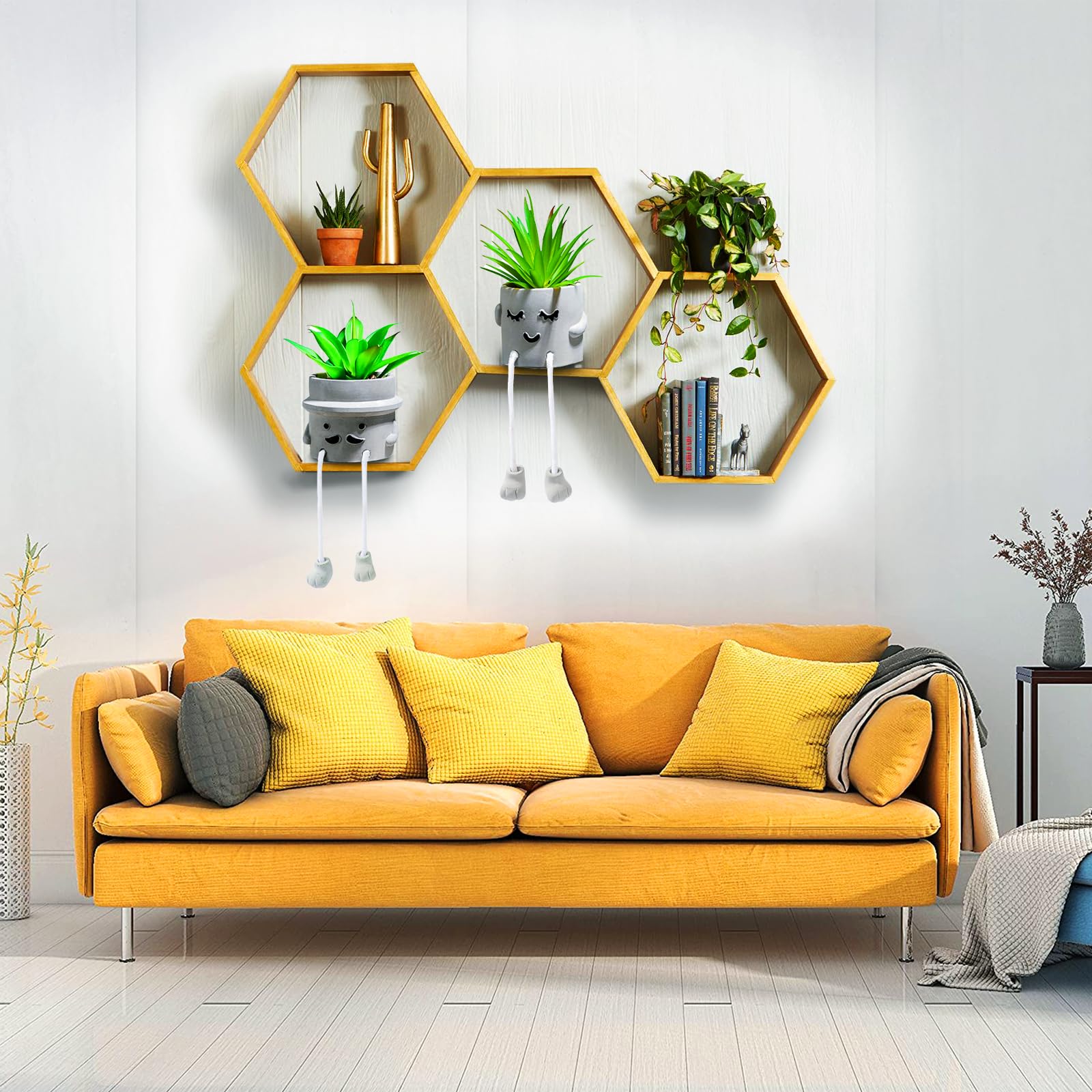 Künstliche Pflanzen in niedlichen Töpfen, lebensecht mit künstlichen Blumen für Büro, Badezimmer, Schlafzimmer, Wohnzimmer, Küche, Zuhause, Bauernhaus, Regaldekoration, 3 Stück