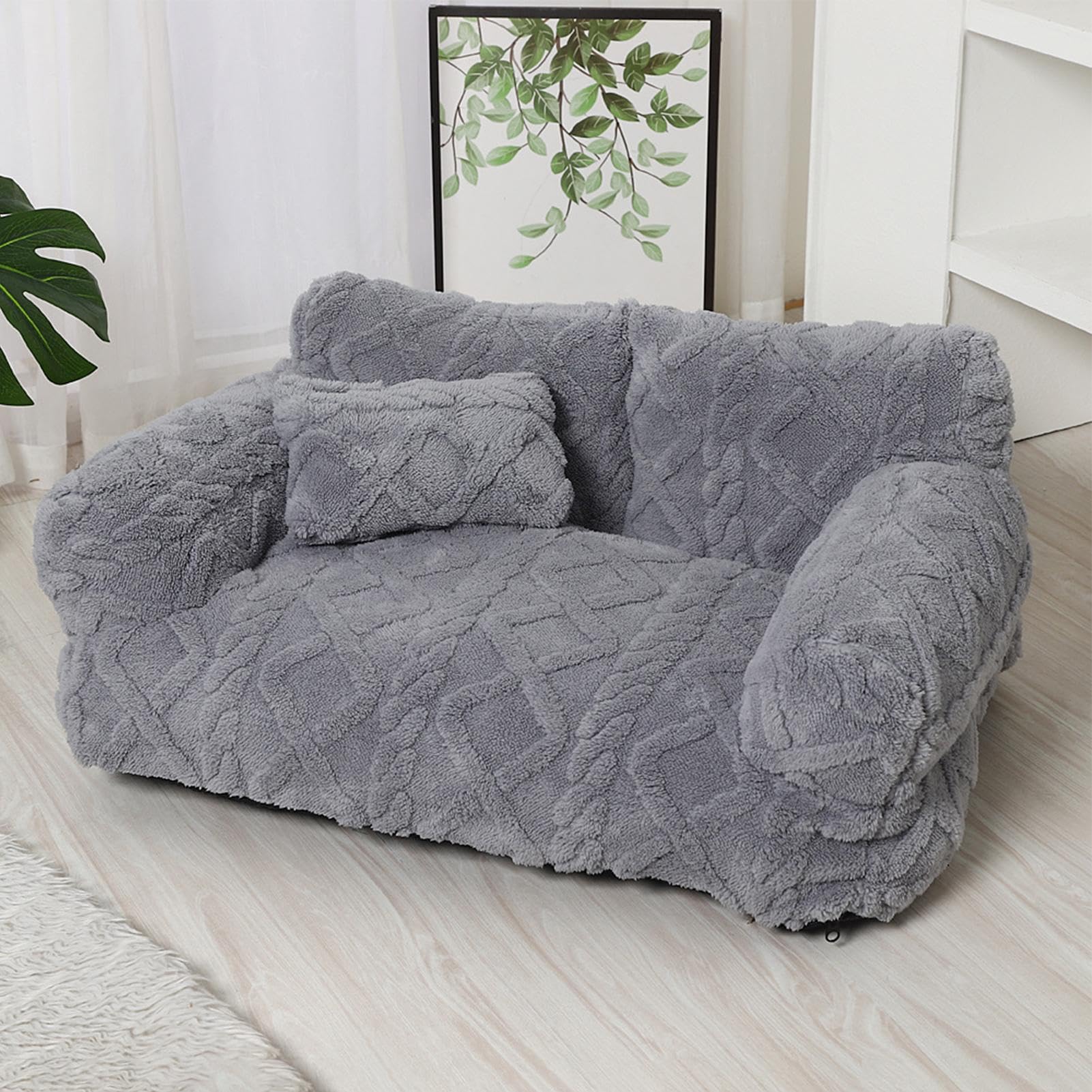 Sofá Cama para Perros Antideslizante, Desenfundable, Lavable y Afelpado | para Cachorros y Mascotas Pequeñas, Medianas, Grandes para Dormitorio, Salón, Apartamento, Jaula