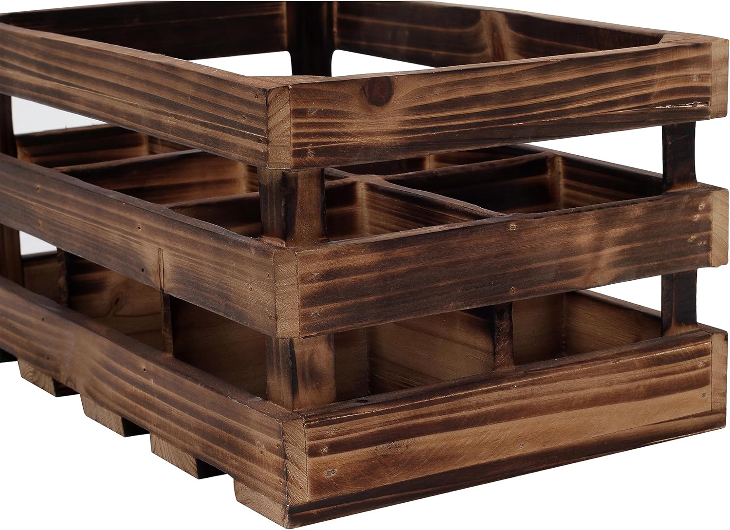 Rustic 6 Bottle Wood Wine Racks Countertop, 13 x 8 inch Burning Finished Bottle Caddy, Handmade Farmhouse Wooden Wine Crates, Bottle Holder Decorative for Milk, Gifts for Wine Lovers