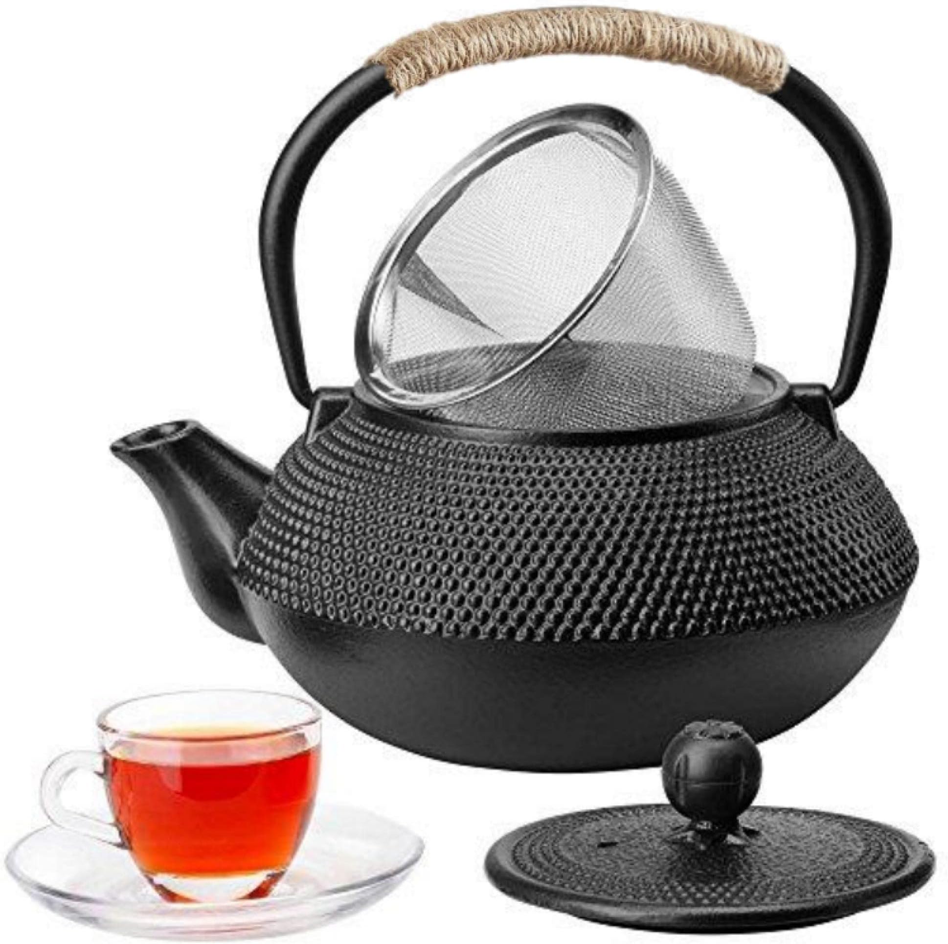 VonShef Cast Iron Teapot, Black Japanese Teapot with Infuser, 800ml 4