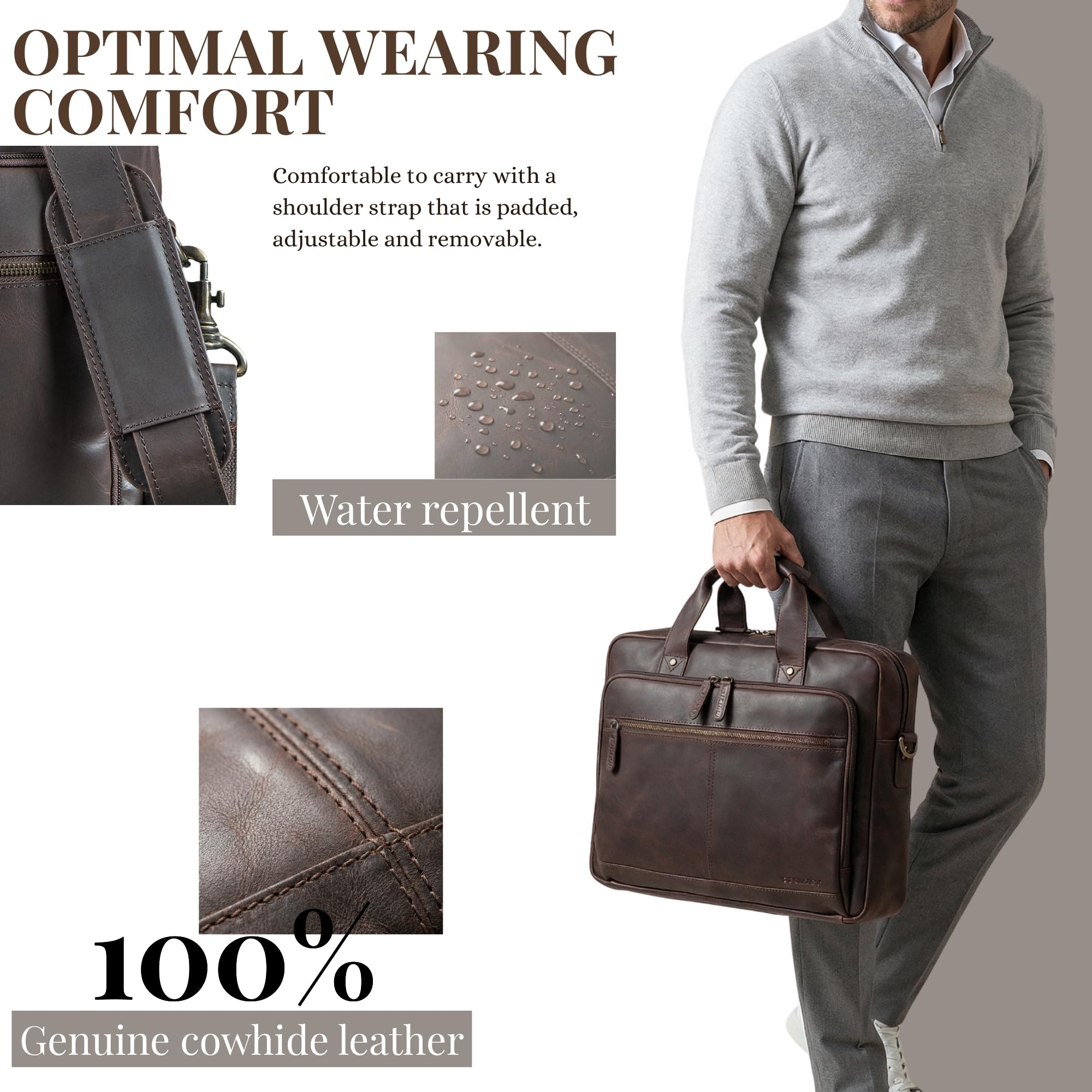 STILORD "Ronan Business Aktentasche Herren Leder Groß Dokumententasche A4 Ledertasche Echtleder - Premium Laptoptasche 16 Zoll Arbeitstasche abnehmbarer Schultergurt Farbe:schwarz