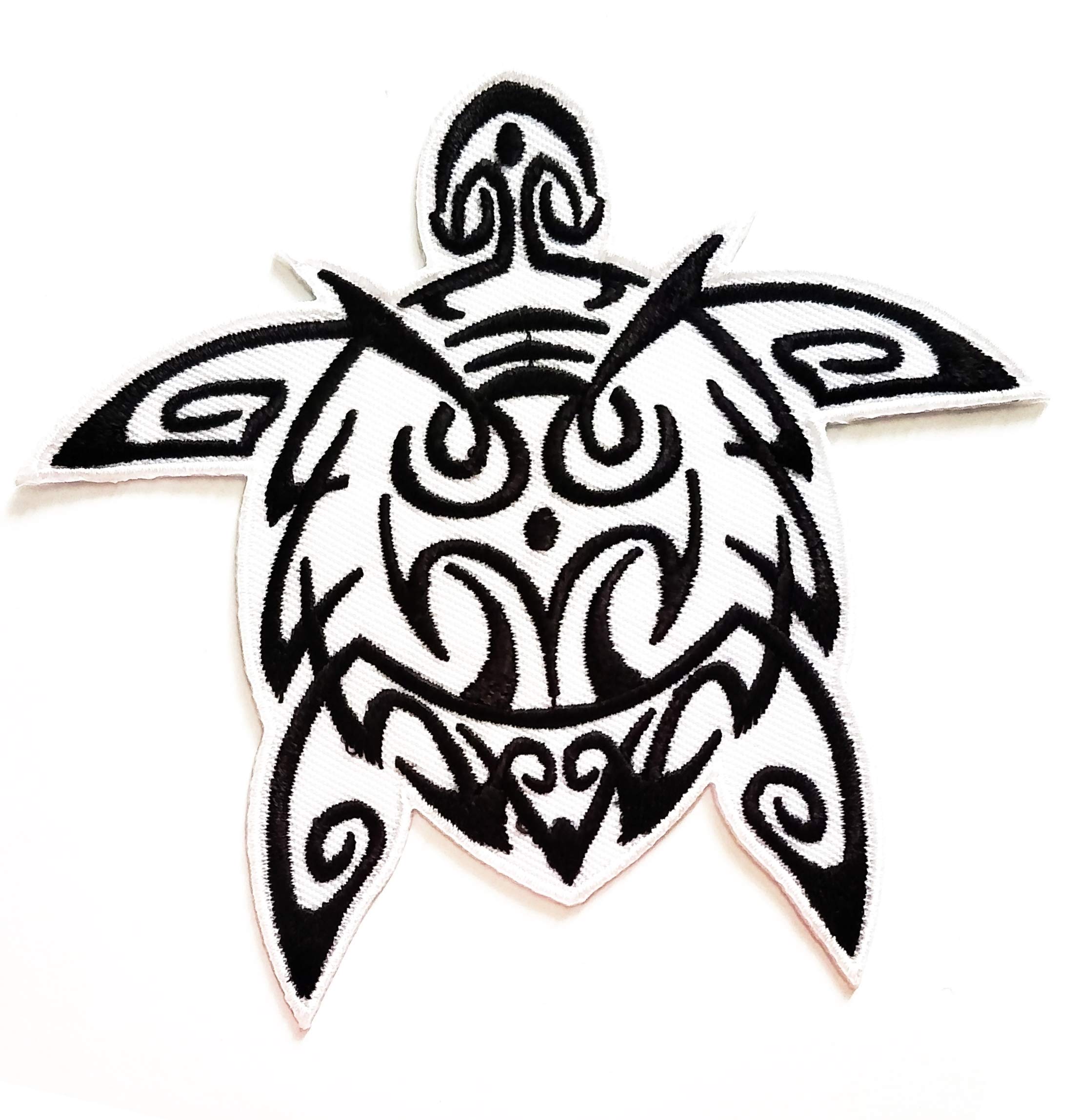 Nipitshop Patches Design Pattern Black White Turtle sea Animal Patch Embroidered Iron On Patch for Clothes Backpacks T-Shirt Jeans Skirt Vests Scarf Hat Bag