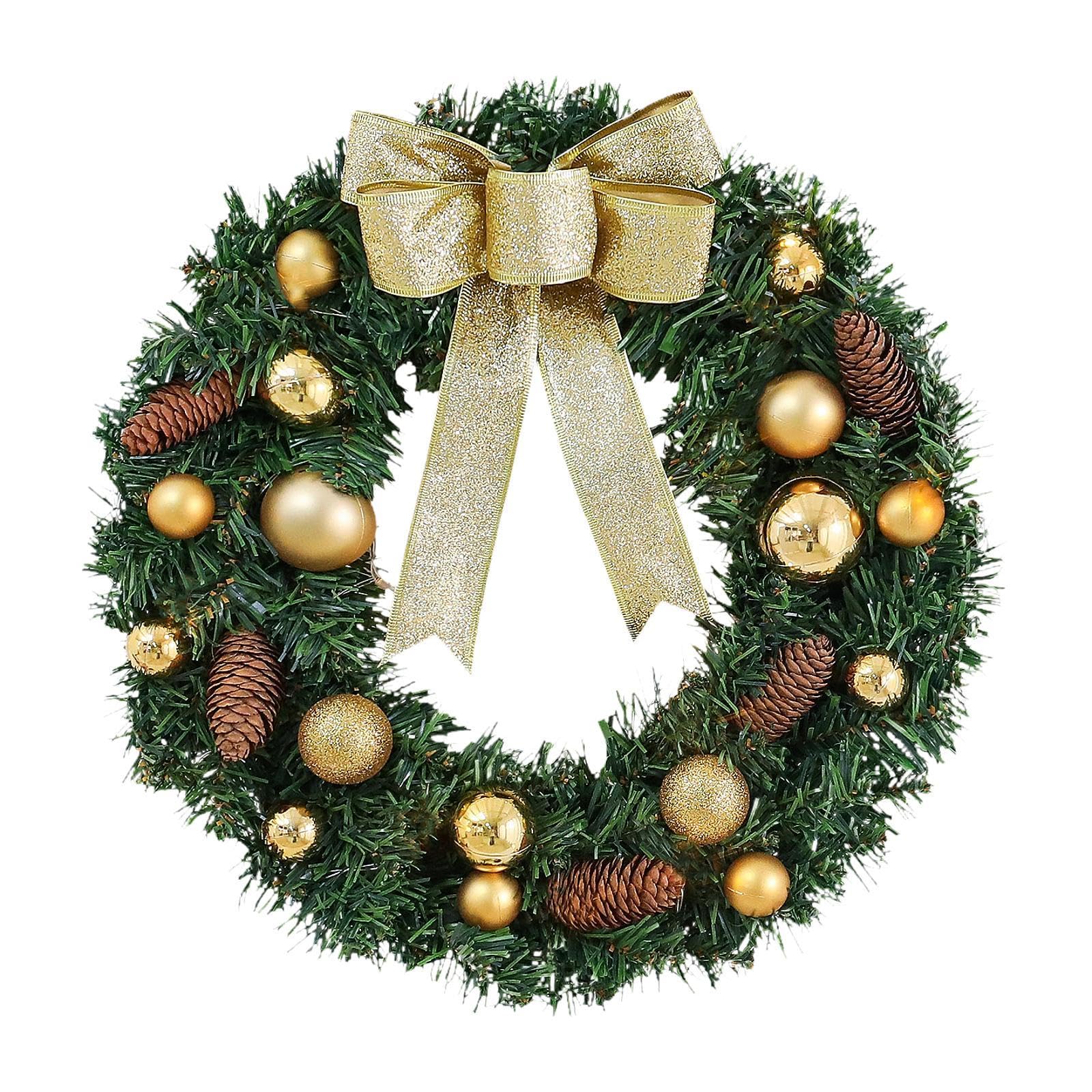 MagiDeal Guirnalda navideña, Corona Artificial, Adorno navideño para Colgar en la del hogar, decoración navideña, Luz Cálida