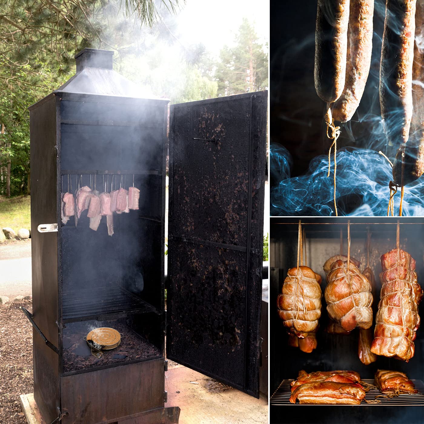 Générateur de Fumée Froide en Acier Inoxydable Fumoir Viande et Poisson avec Brosse Nettoyage Serpentin pour Fumoir pour Grille Barbecue - Rond