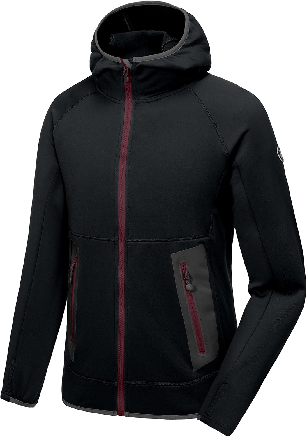 Little Donkey Andy Men's Winter Ultra Stretch Warm Fleece Running Jacket Thumb Holes Hooded Coat Hiking