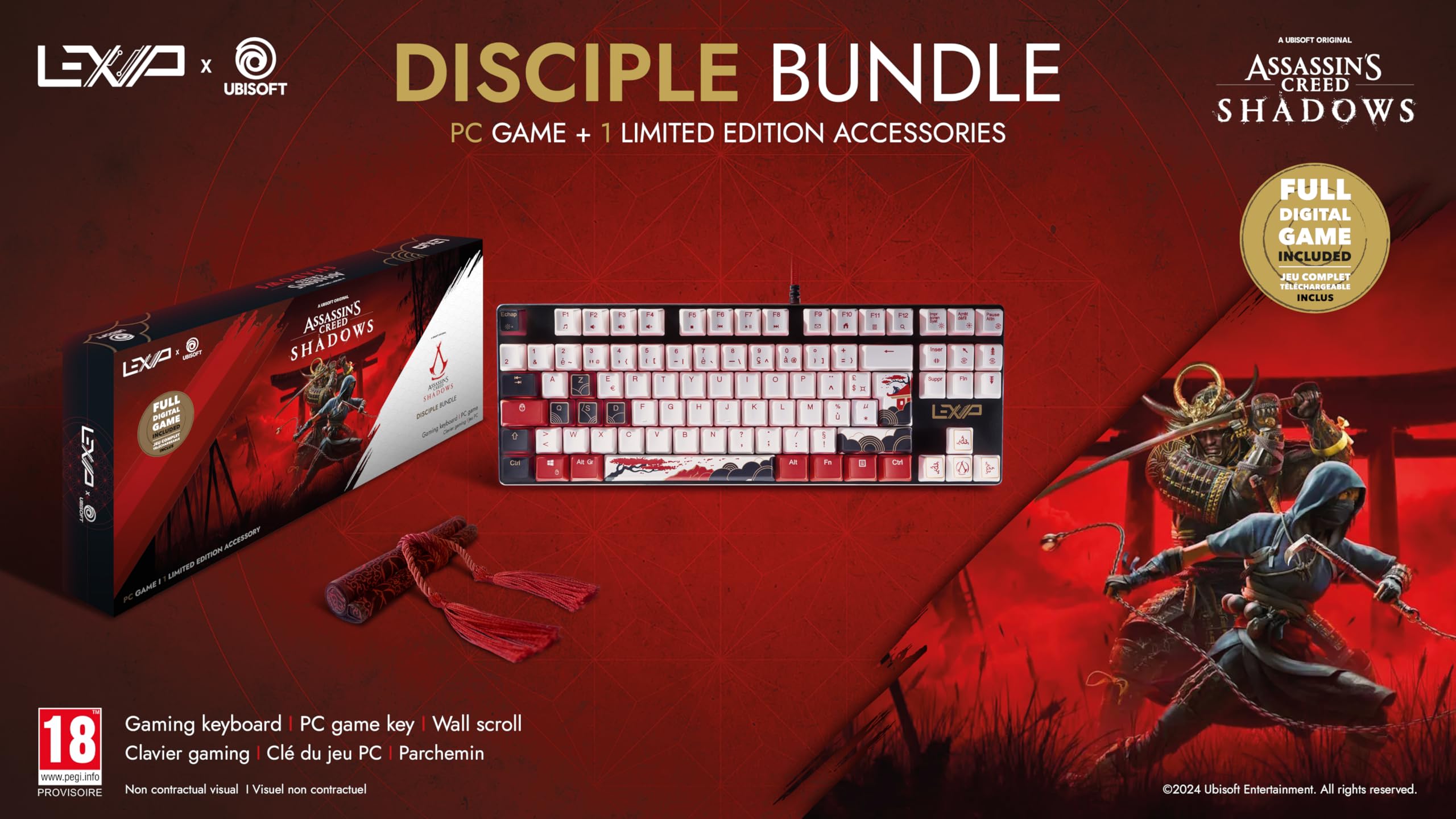 Lexip x Ubisoft Assassin's Creed Shadows Disciple: juego de PC + teclado AZERTY