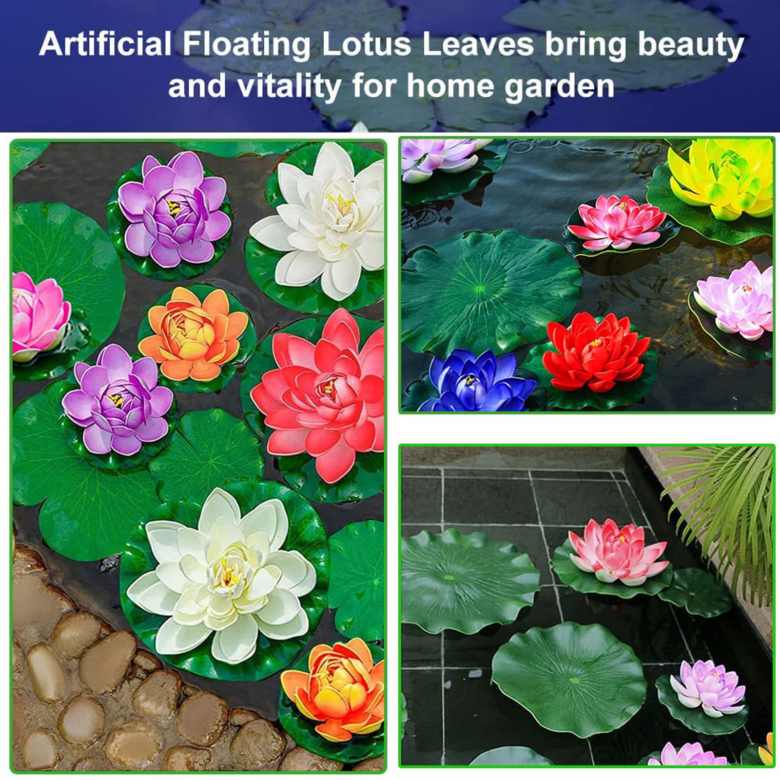 Foglie Di Loto Artificiali KARLOR | 8 Pezzi | Schiuma Galleggiante | Per Stagno E Decorazione - Foto 3