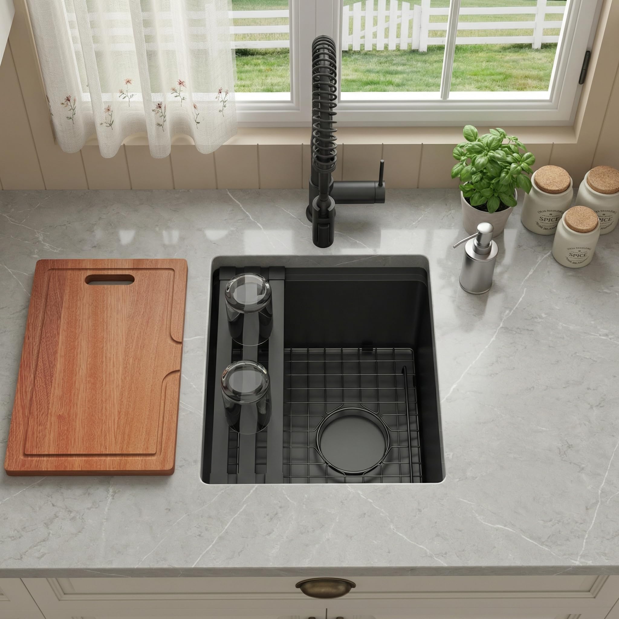 Kitsitchen Black Undermount Bar Sink,16 Inch Black Stainless Steel Bar Sink,Small Bar & Prep Sinks,Single Bowl 16 Gauge Stainless Steel Workstation