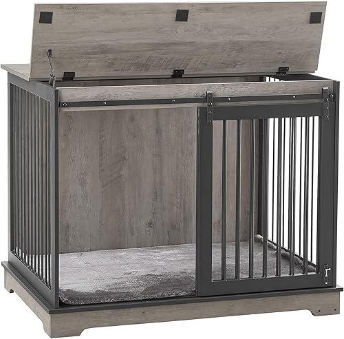 Miniatura 2 de IRCPEN Muebles de jaula para perros, moderna perrera con puerta corredera para perros pequeños, medianos y grandes de hasta 70 libras, jaula