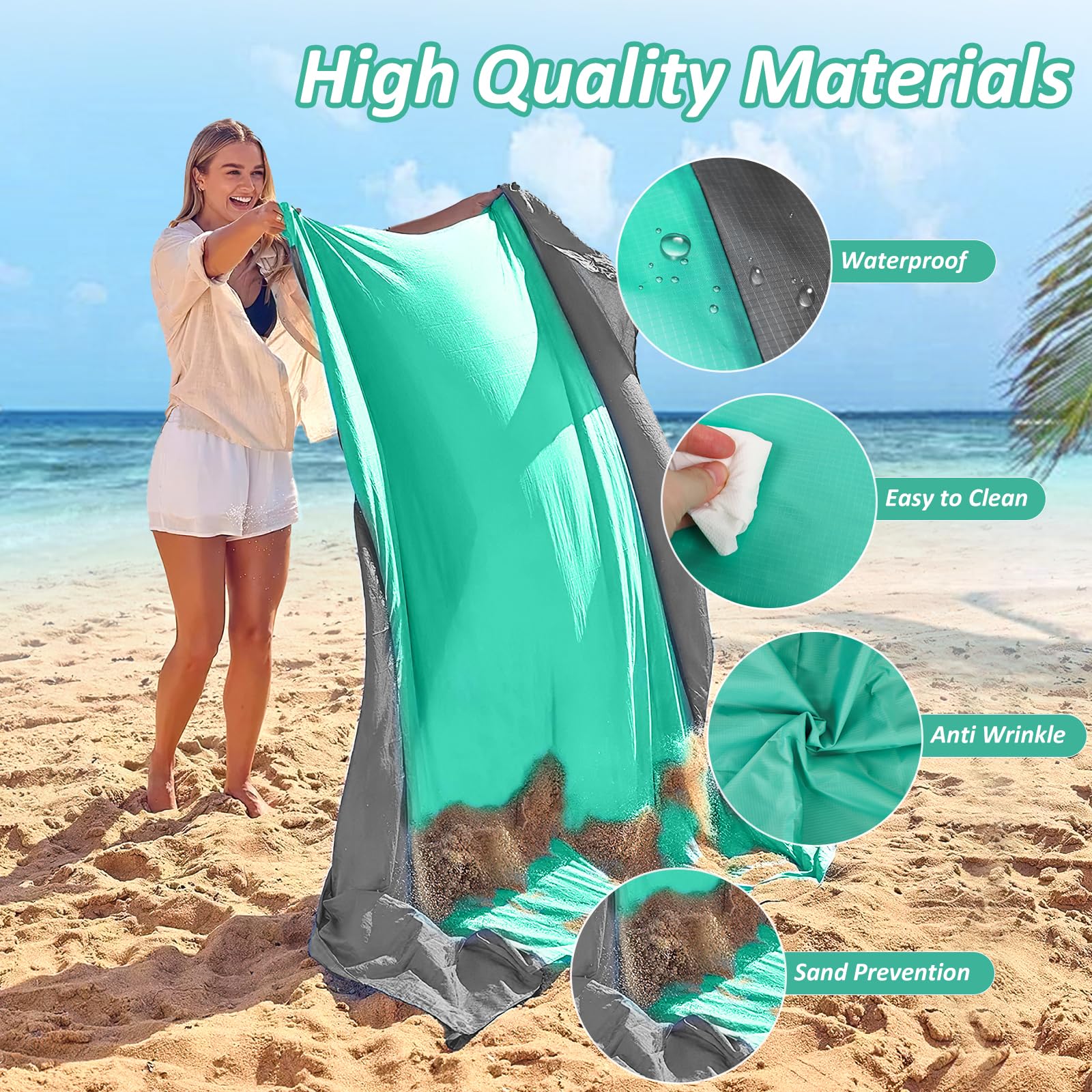 Tappetino Spiaggia Senza Sabbia Just Essentials – 200x150 Cm – Coperta Picnic Impermeabile E Pieghevole