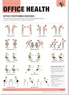 inkfonts Office Stretching Exercises Poster | Office Stretch Chart, Desk Stretch Routine, Workplace Wellness Guide, Waterproof, Tear-Resistant