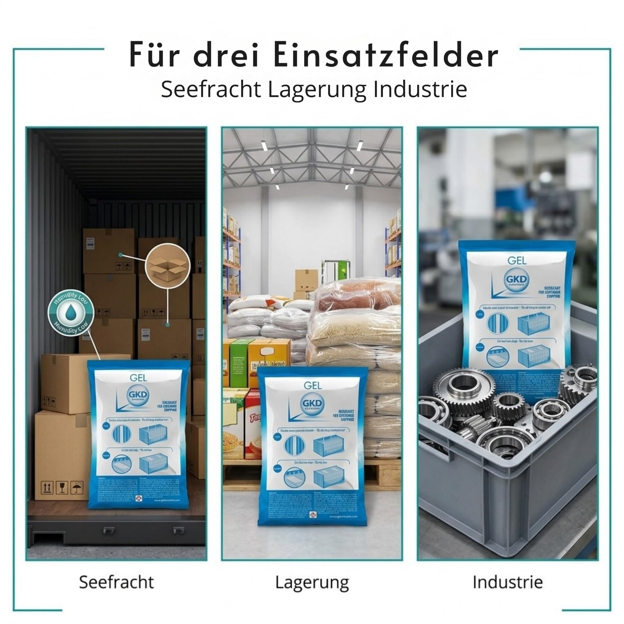 GK Single 125gr - 100 Stück (volle Box) - Container Trockenmittel für Seetransport - Trockenbeutel mit Trocknungsgranulat - Trockenmittel Transport