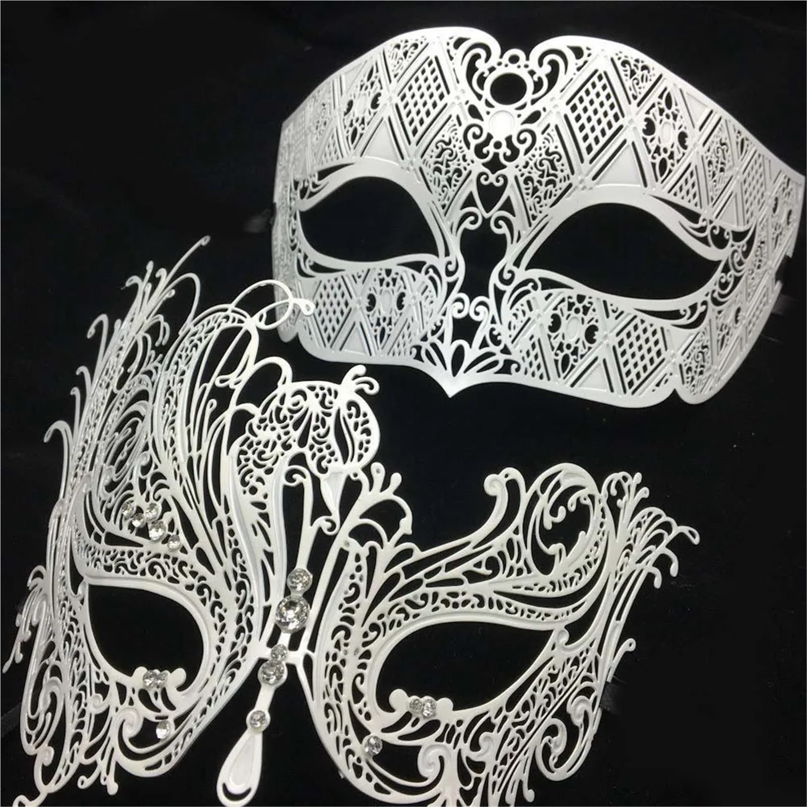 Masque De Mascarade 2 pièces en métal filigrane Couple masque de fête vénitien bal mariage mascarade Costume Masker ensemble