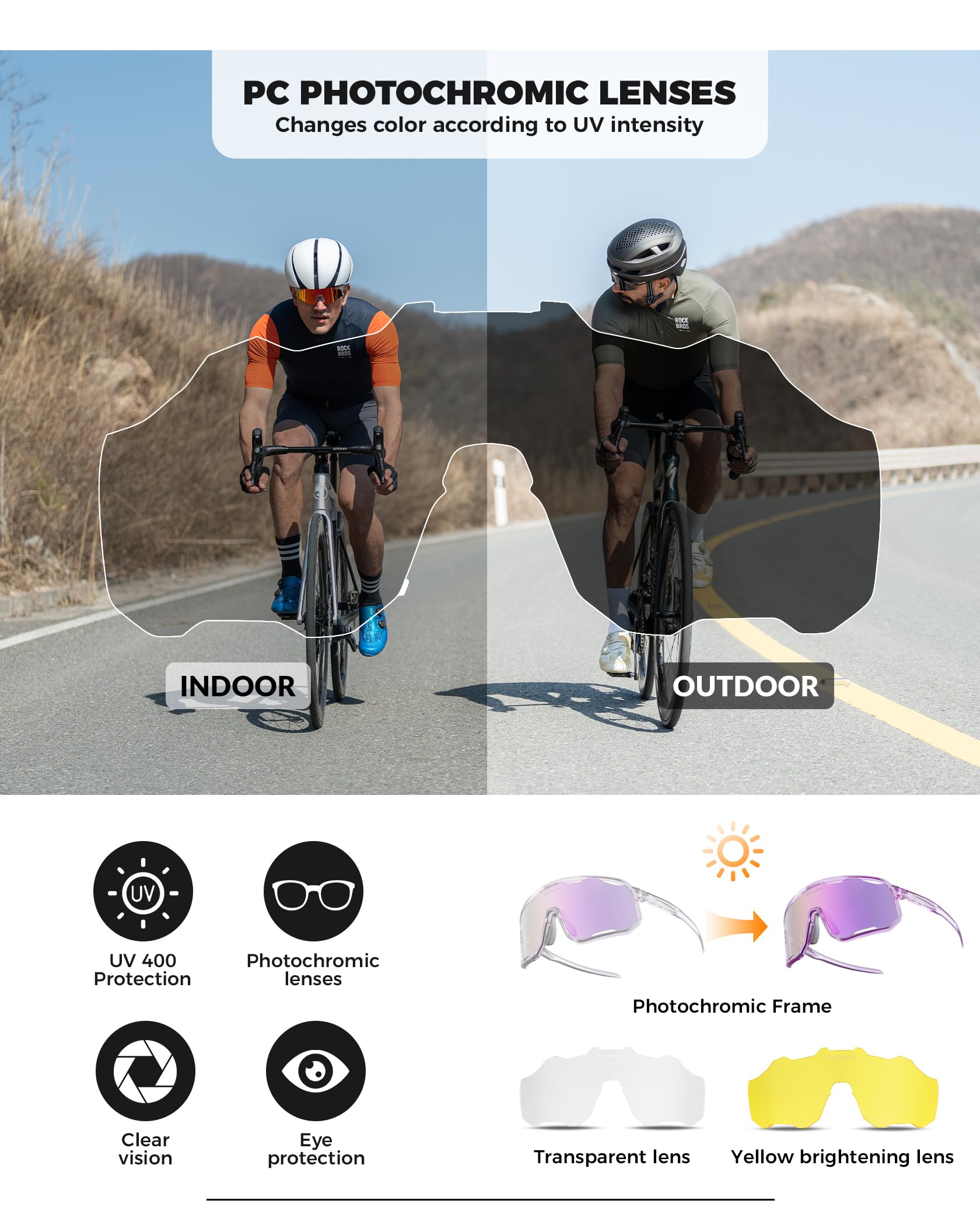 ROCKBROS Okulary Rowerowe Okulary Przeciwsłoneczne z Polaryzacją Outdoor MTB Rower Szosowy Okulary Sportowe dla Mężczyzn i Kobiet
