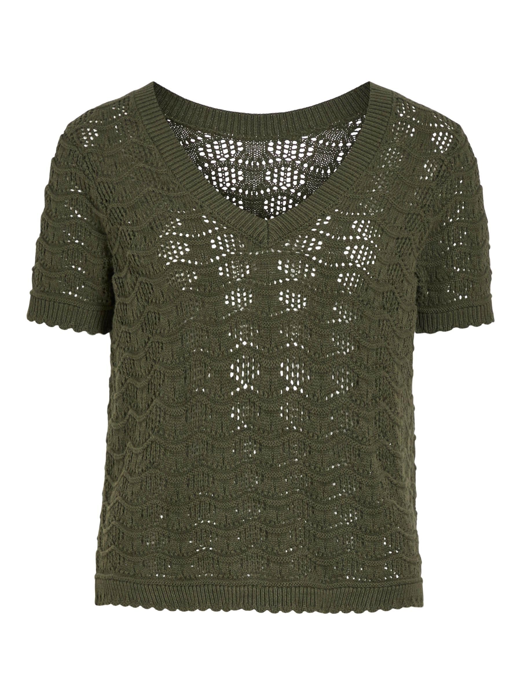 Vila Vicoby V-Neck S/S Knit Top, deep Depths, S