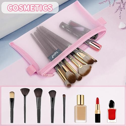 Miniatura 5 de Toplive Estuche para lápices, bolsa de malla transparente para lápices, bolsa de almacenamiento de nailon con cremallera, organizador multifonction,