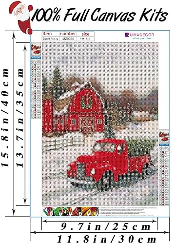Miniatura 4 de RUIHA Kits de Pintura de Diamante de Navidad, Kit de Arte de Diamante de Invierno para Adultos, Pintura 5D de Camión con Diamante Taladro Completo
