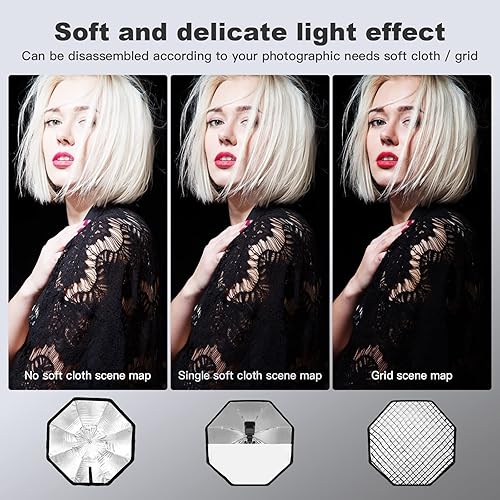 Miniatura 5 de Godox 31.5"  80cm Octobox Reflectante Paraguas Rejilla Softbox 6.6 ft Soporte de Luz Tipo E Soporte de Zapata Caliente Kit Compatible Octobox para