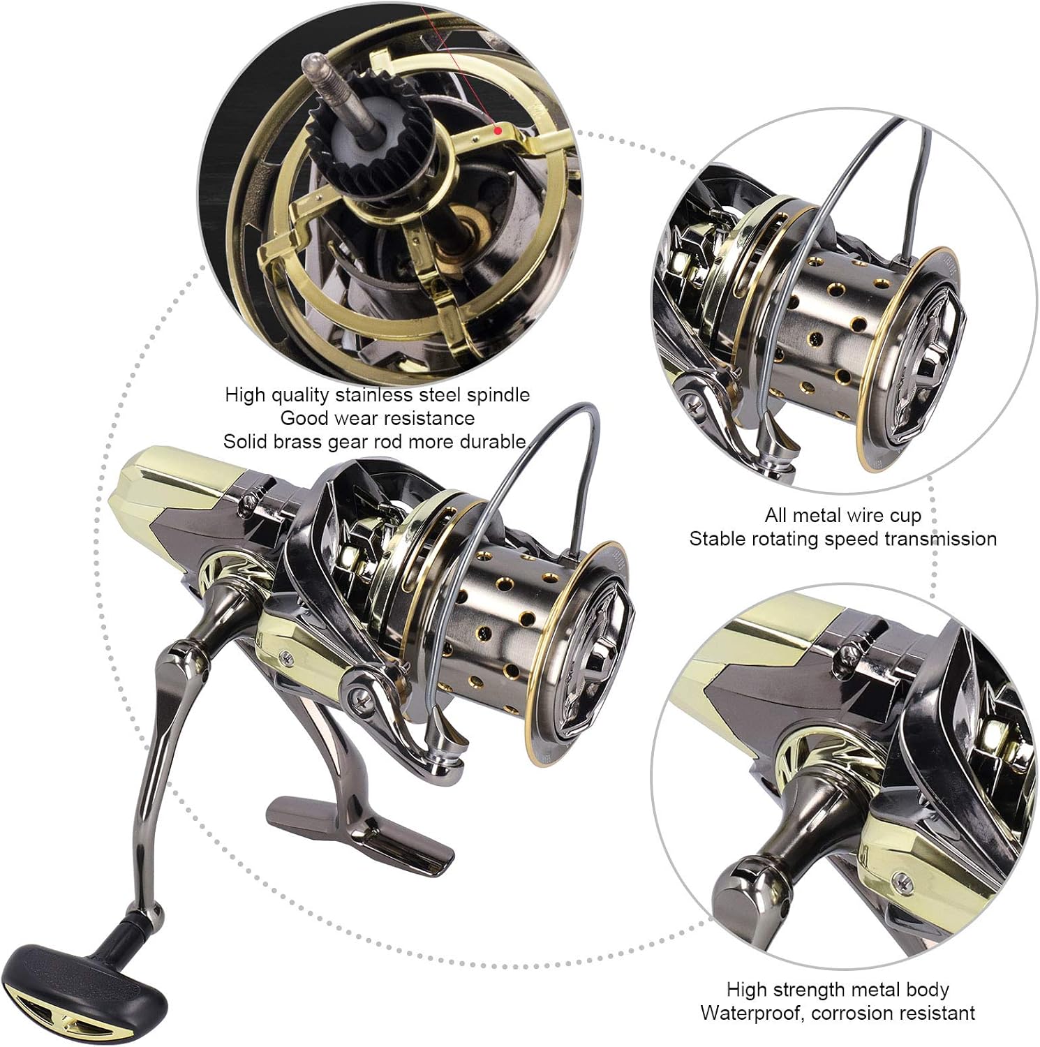Fishing Spinning Reel, Left/Right Interchangeable Stainless Steel Bearing Handle Wheel, Fishing Accessories