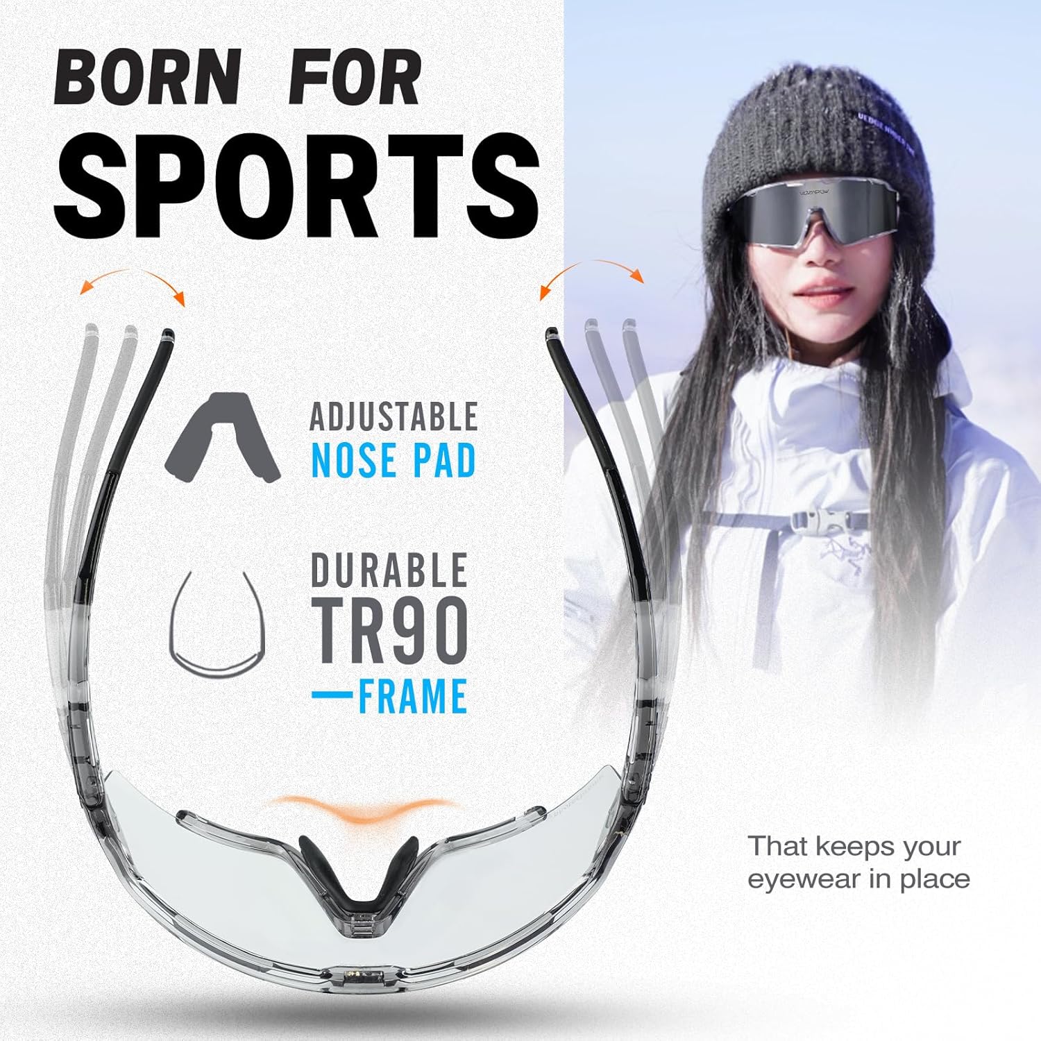 Polarized Cycling Glasses for Men Women, PC Lens UV Protection Sports Sunglasses for Running Baseball Softball - Image 2