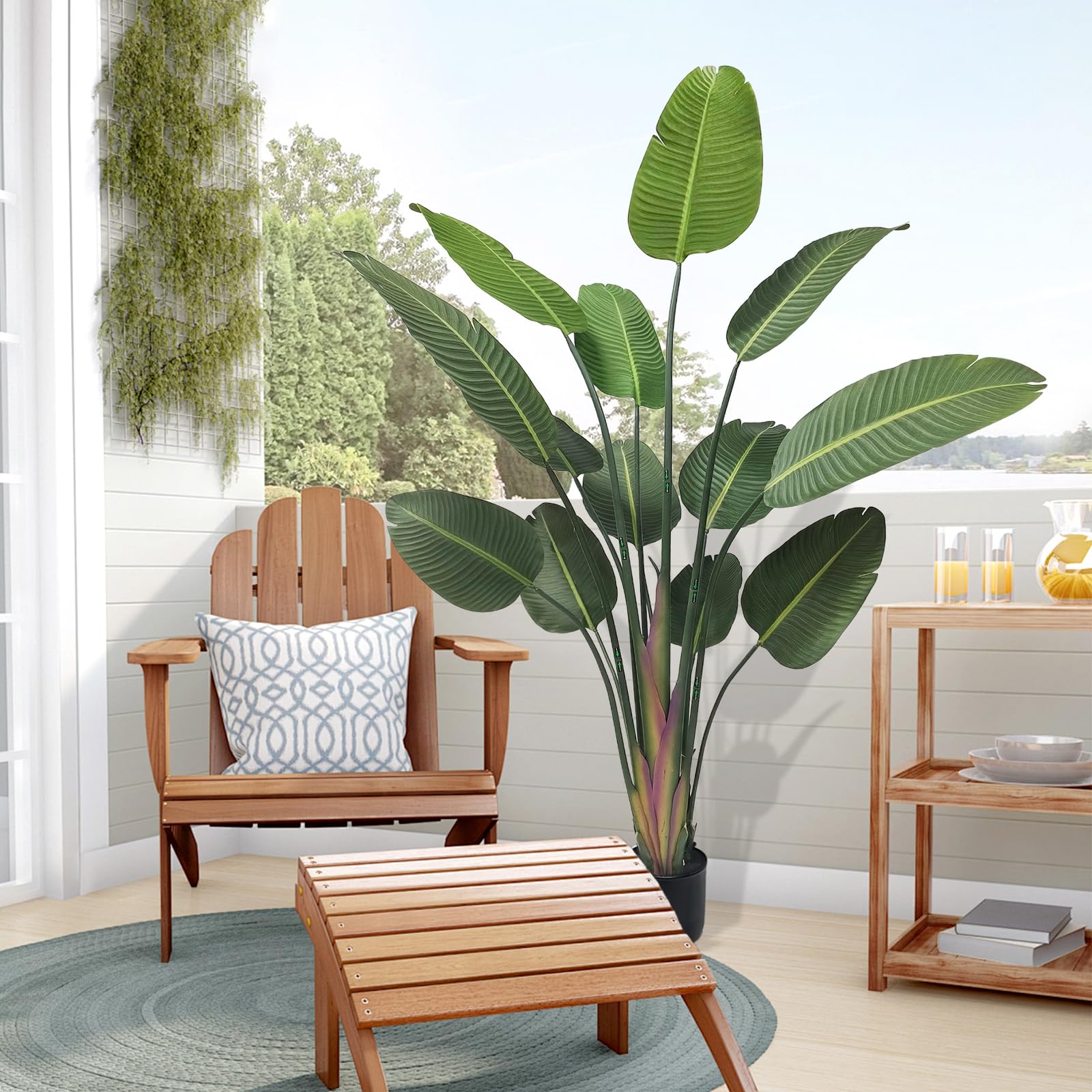 180CM Große Kunstpflanzen Paradiesvogel | Palmekünstliche Pflanzen im Topf für Innen & Außen | Deko für Wohnzimmer, Büro, Balkon, Garten