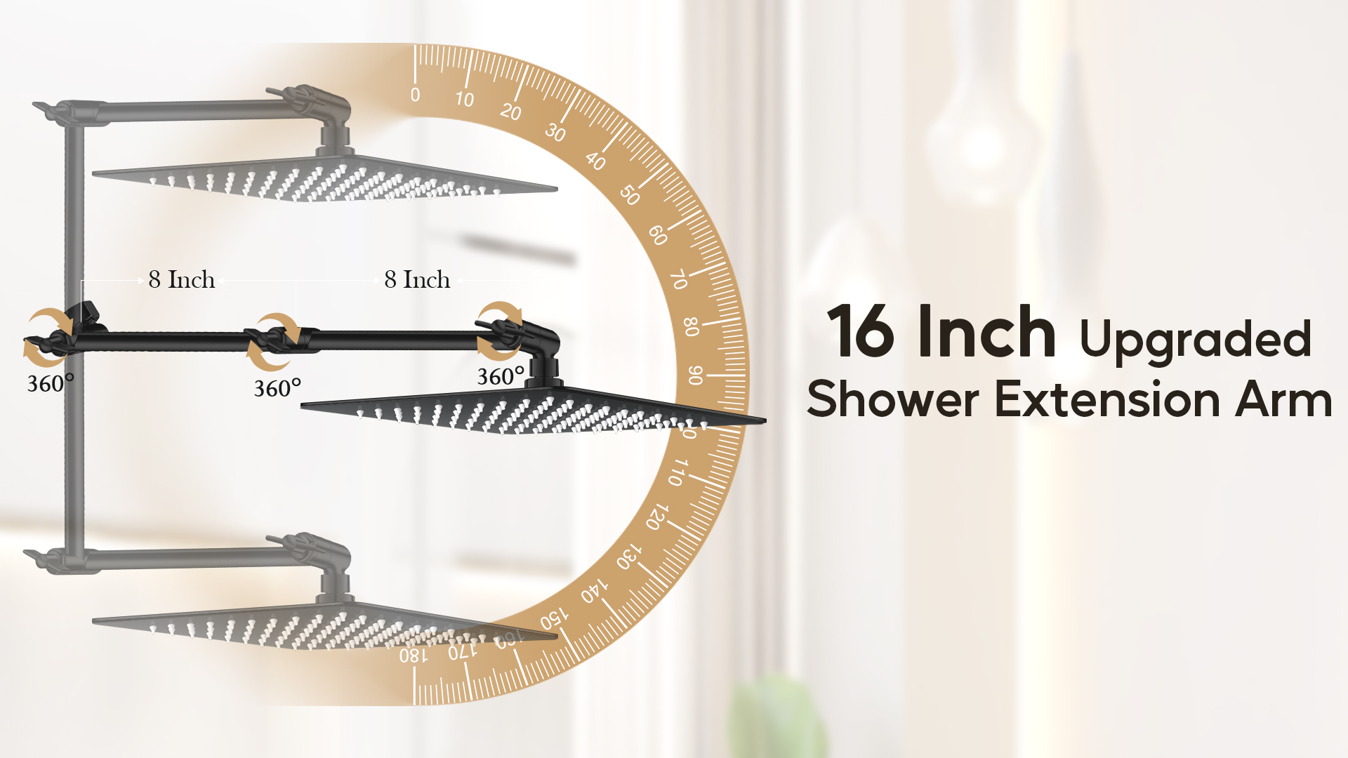 12" High Pressure Rain Shower Head Combo With Handheld - View #9