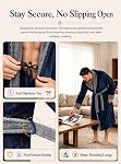 Mens Robe with Hood, Plush Fleece Bathrobe, Long Housecoat with Big Pockets, Inner Tie and Fixed Belt
