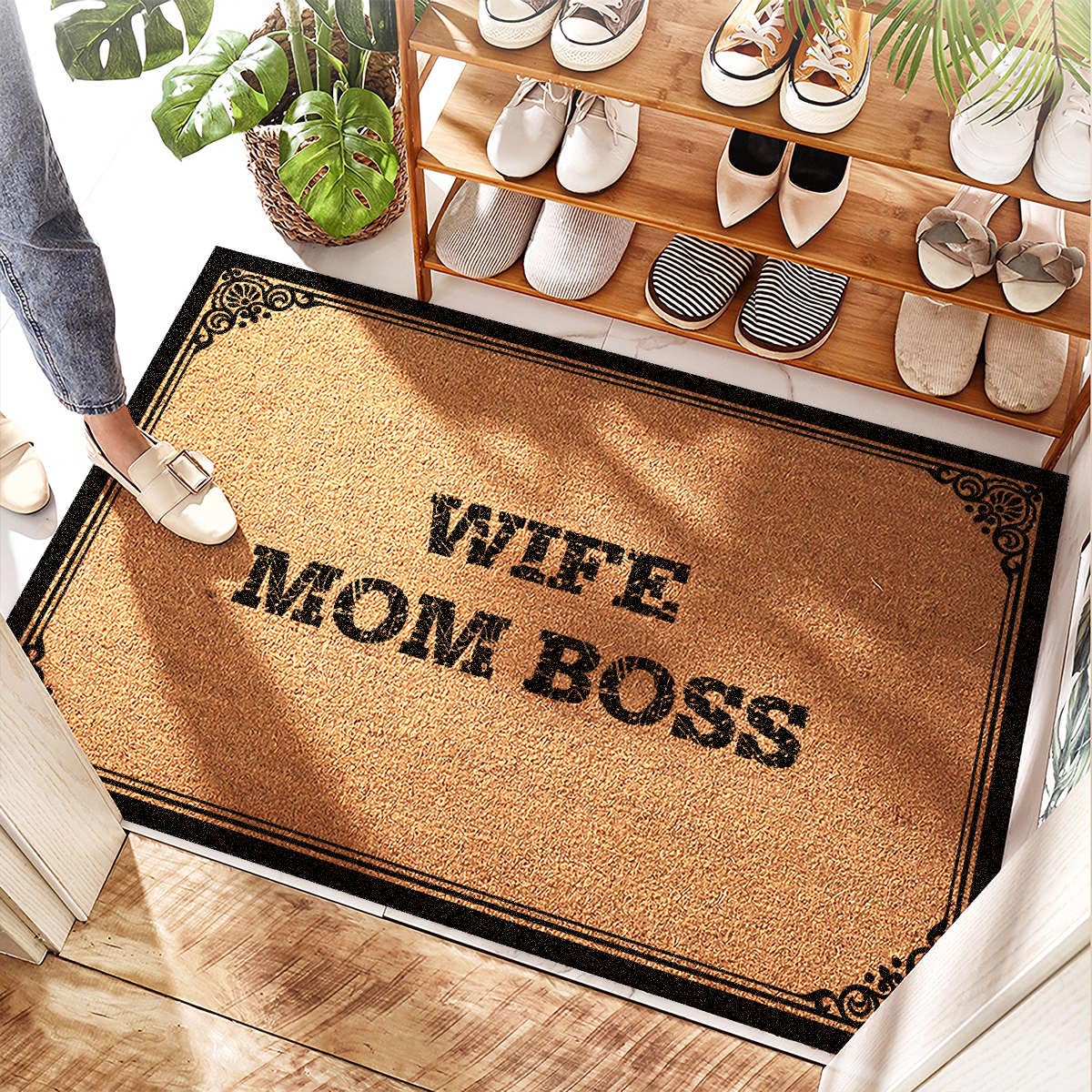 Paillasson en noix de coco grand tapis de bienvenue pour porte d'entrée rectangulaire 50x80 cm