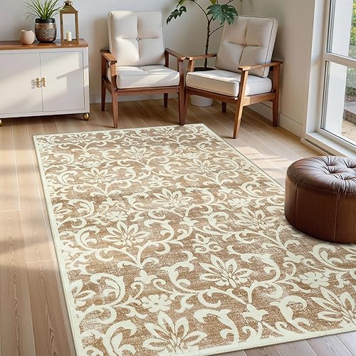Morebes Alfombra de entrada lavable floral de 3 x 5 pies, alfombra antideslizante para dormitorio, alfombra ultra suave, alfombra de interior de