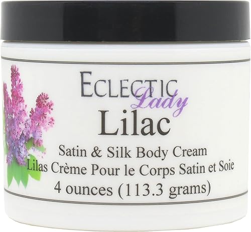 Miniatura 2 de Eclectic Lady Lilac Satin & Silk Cream Loción corporal 4 onzas  Manteca de karité, aloe, aminoácidos de seda, vitamina E, sin ftalatos, hecha a mano