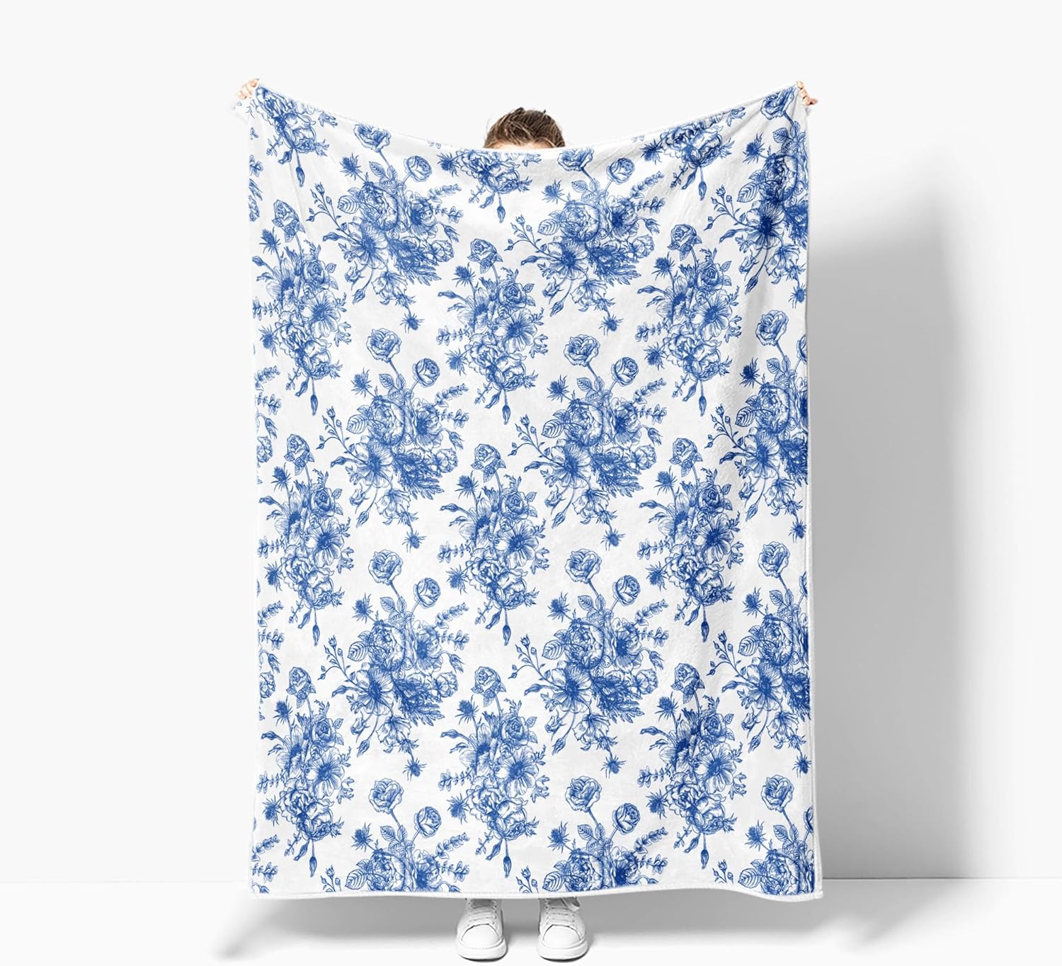 Blue Floral Throw Blanket, Botanical Floral Blanket, Soft, Flannel, Warm, Boho Aesthetic Bed Blankets All Season Flower Throw Blankets for Couch Bedroom Living Room 50X60 Inch - Image 4