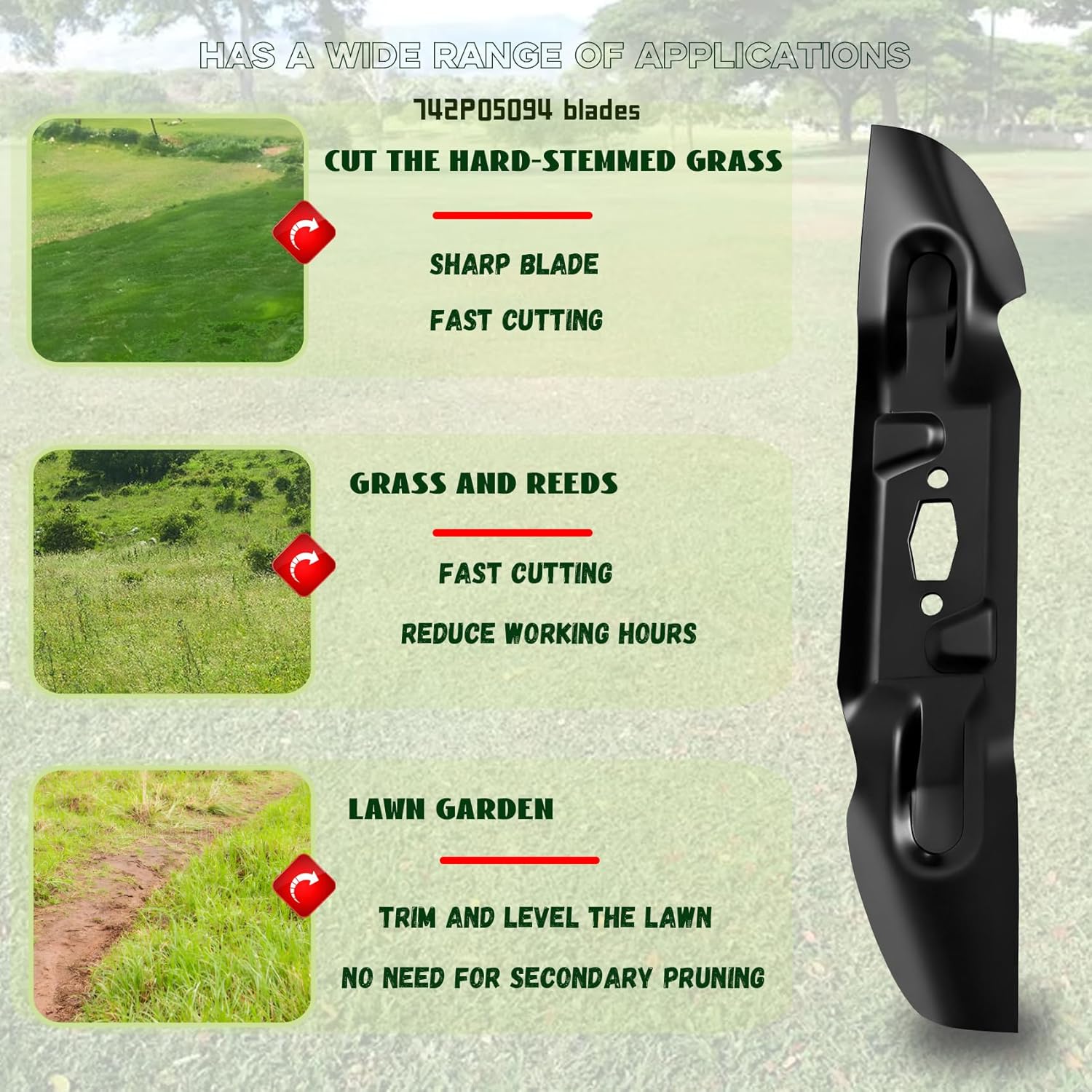 Fxsmgdy 742P05094 Lawn Mower High Lift Blade Replaces: 742-05094 742P05094, Ultra High-Lift Blade for 50-inch Cutting Decks Compatible with Cub Cadet Enduro XT1-LT50 Ultima ZT1-50 ZT2-50.