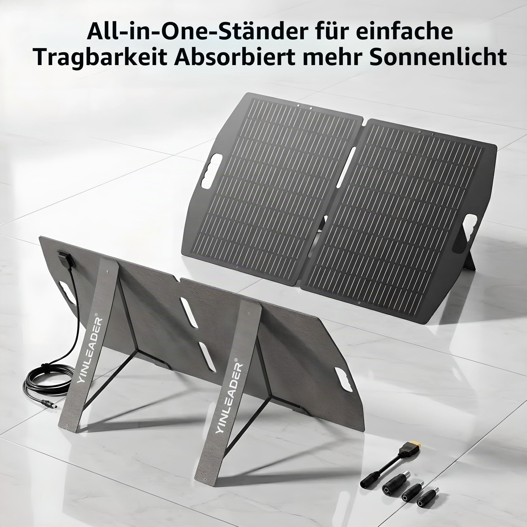 Yinleader 100W Faltbares Solarpanel Monokristallin IP65 Tragbares Solarmodul für Camping Wohnmobil