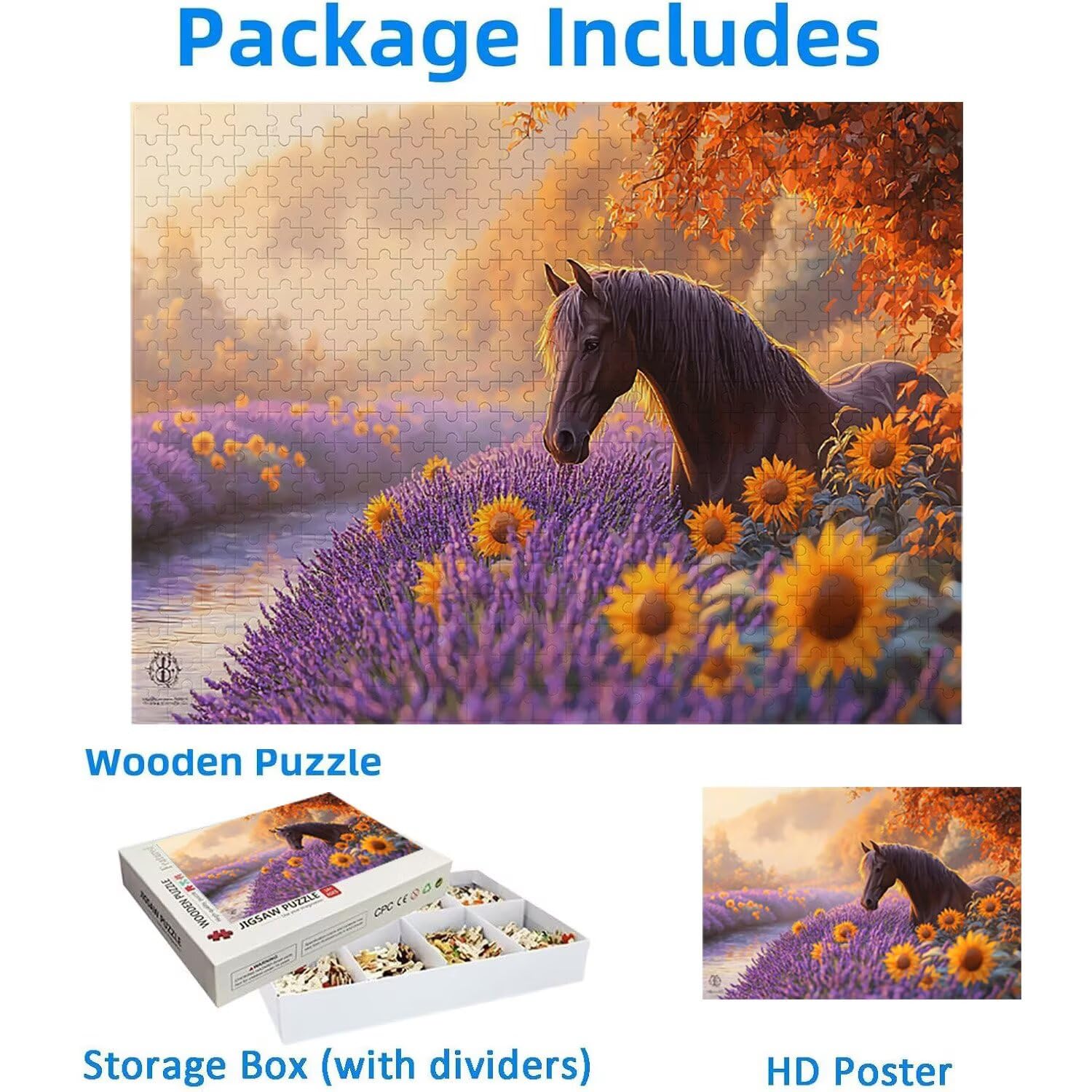 1500 Pezzi di Puzzle, Cavallo di lavanda1500 Pezzi di Puzzle per Adulti, Regalo di Anniversario, Regalo di Natale, Decorazione Della Casa, Prevenzione Della Degenerazione Cerebrale Negli Anziani v927