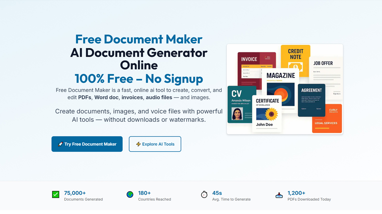 Free Document Maker – Create, Convert &amp; Edit Docs, PDF, Invoice - App ...