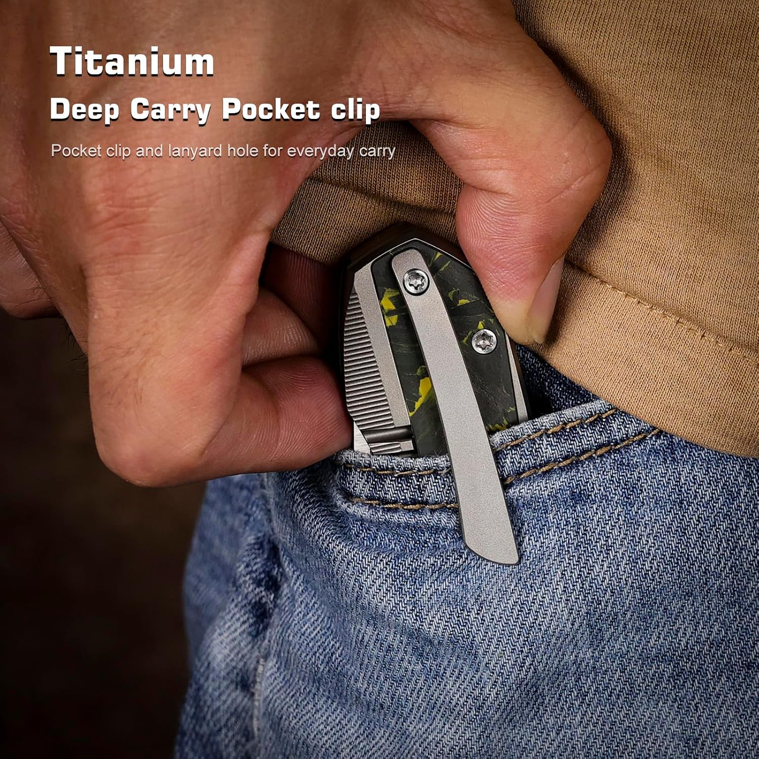 REMETTE Folding Pocket Knife S45VN Blade Titanium Handle Knives ASTP-3 (Green)
