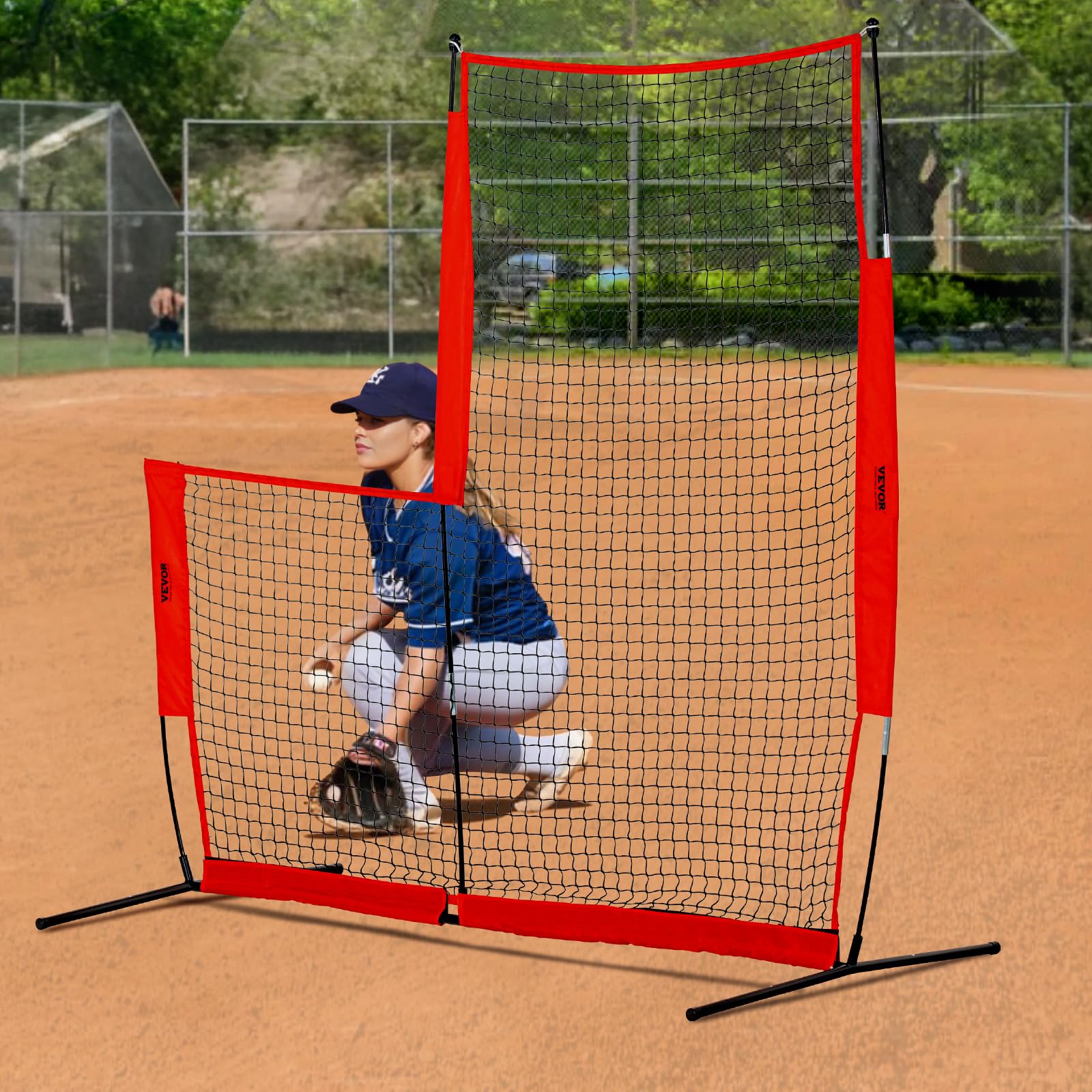 VEVOR Écran Protecteur de Baseball en Forme de L, Filet de Protection Softball 240x214 cm, Portable avec Sac de Transport