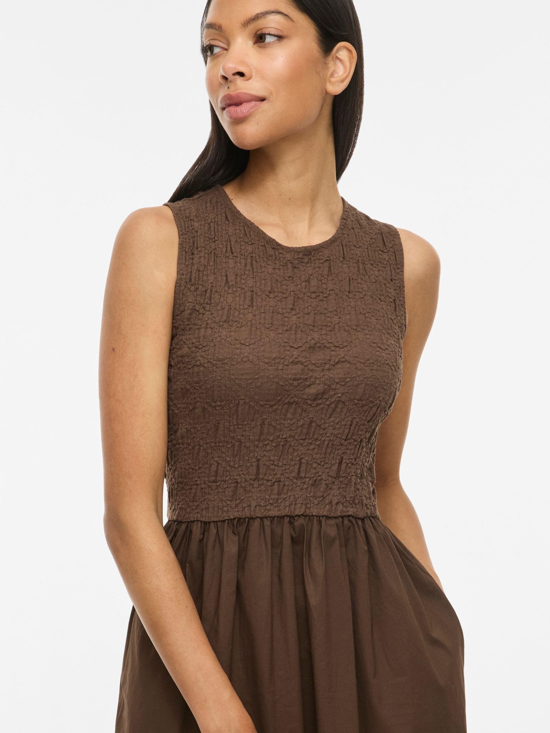 Vila Vicarla O-Neck S/L Midi Dress Vicarla - Abito Midi con Scollo Rotondo, S/L Donna (Pacco da 1)
