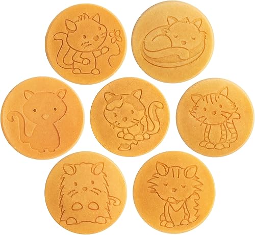 Miniatura 8 de Kitty Friends - Mini sartén para panqueques – Haz 7 diseños únicos de gato Flapjack, plancha antiadherente para hacer pasteles con mango largo para