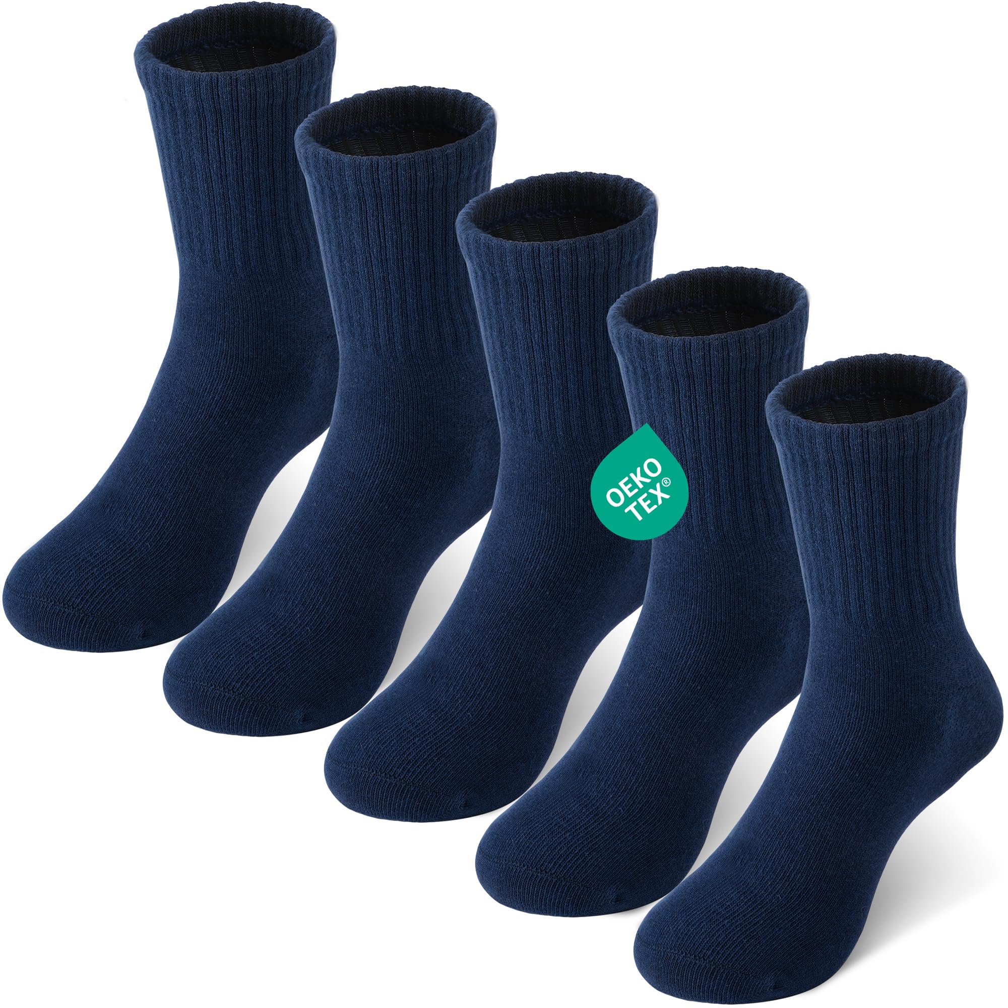 Kids Crew Socks Combed Cotton School Unisex for Boys Girls 5 Pairs